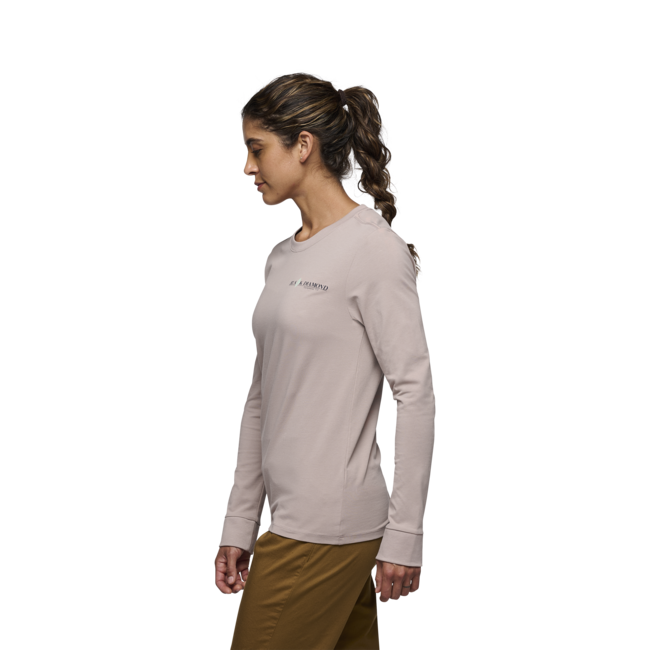 Black Diamond Dámske tričko s dlhým rukávom Heritage Wordmark, pale mauve