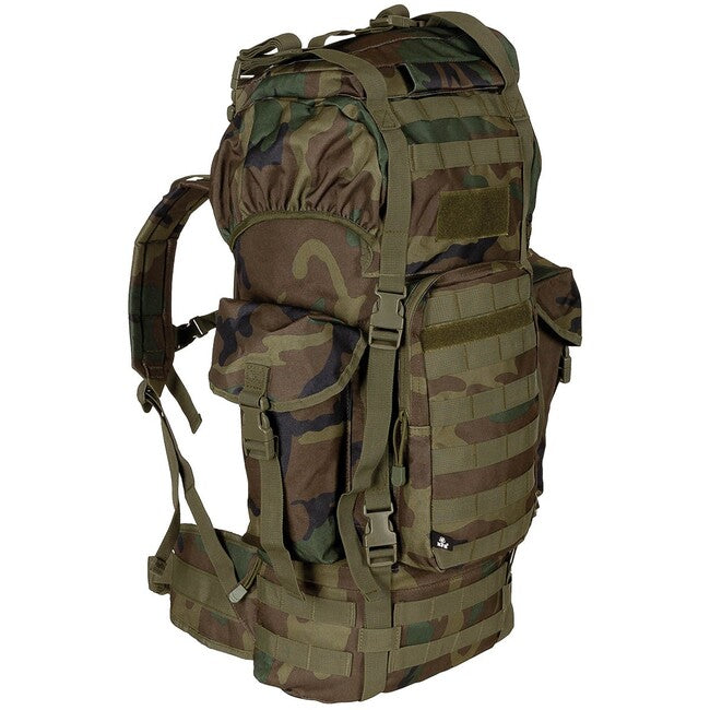 MFH MOLLE Backpack 65L, Aluminum Frame, Woodland