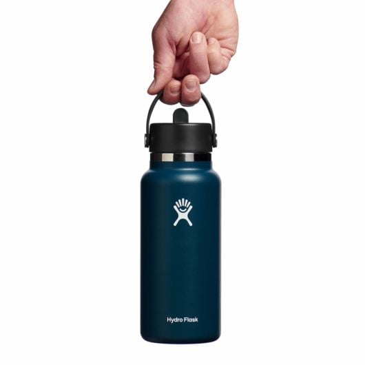 Hydro Flask Wide Mouth Thermos Bottle with Straw Cap 32 OZ 946 ml, Indigo