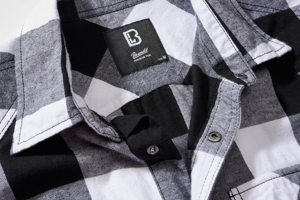 Brandit Check Sleeveless Shirt, White Black