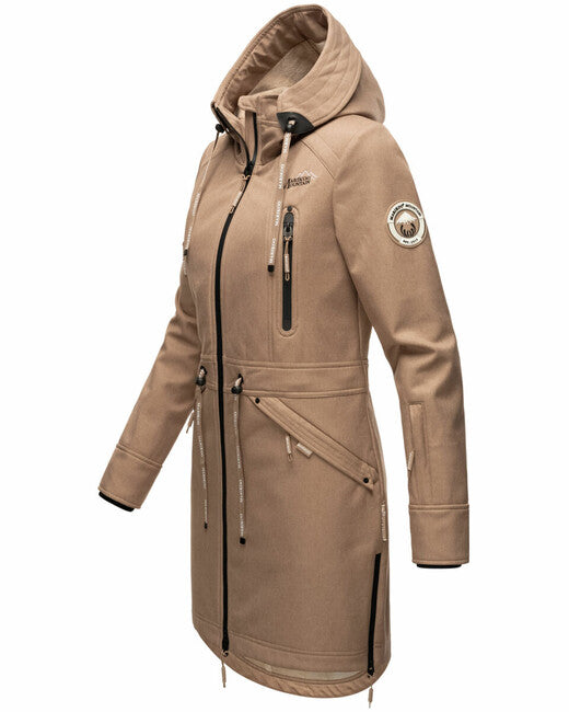 Marikoo Women's Softshell Jacket with Hood Racquelle, Taupe Grey