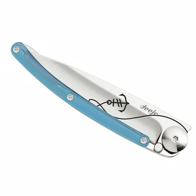 Deejo Tattoo Folding Knife, Blue Anchor