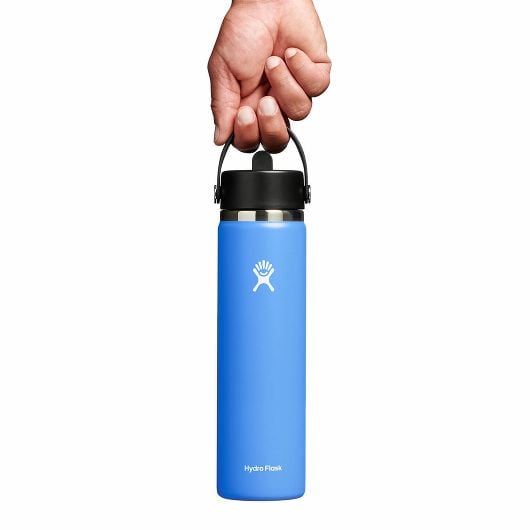 Hydro Flask Wide Mouth Thermos Bottle with Straw Cap 24 OZ 710 ml, Cascade