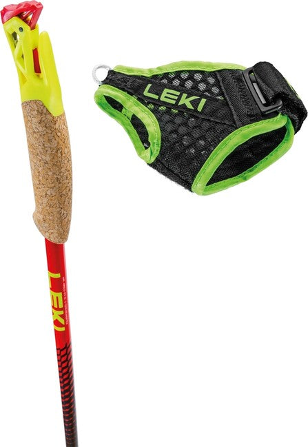 Leki Trail Running Poles Vertical K, Natural Carbon-Bright Red-Neon Yellow