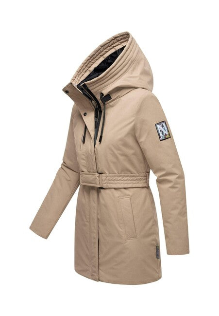 Navahoo Women's Winter Parka with Hood Eishauch, Taupe Grey