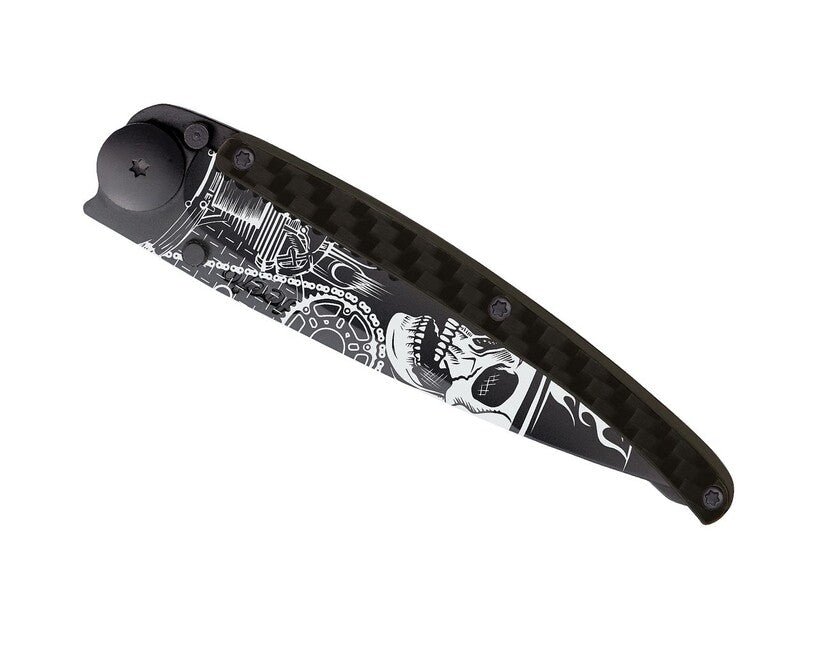 Deejo Tattoo Serration Carbon Ride or Die Folding Knife