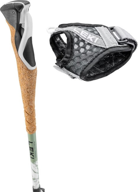 LEKI Cross Trail Carbon Trekking Poles, White-Envy Green-Black, 100-135 cm