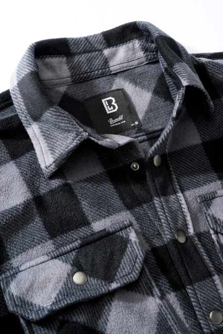 Brandit Jeff Fleece Shirt Long Sleeves, Black/Grey