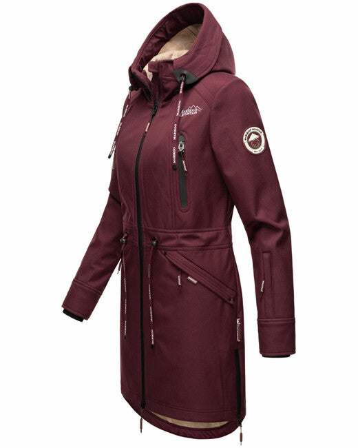 Marikoo Racquelle Women's Softshell Jacket with Hood, Wine