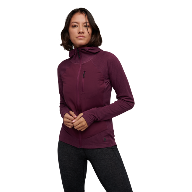 Black Diamond Coefficient Lt Hybrid Women's Fleece Hoodie, Blackberry