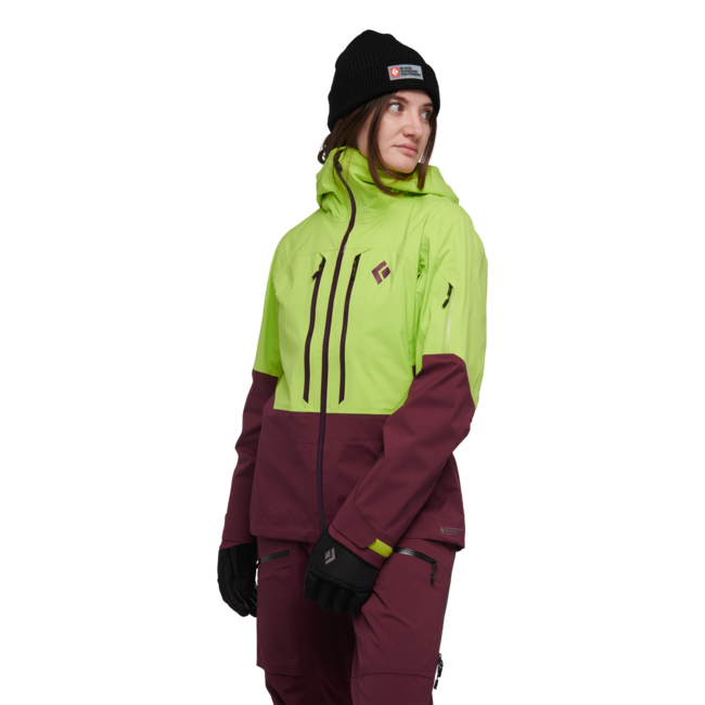 Black Diamond Women's Recon Lt Stretch Shell Ski Jacket, Aloe-Blackberry