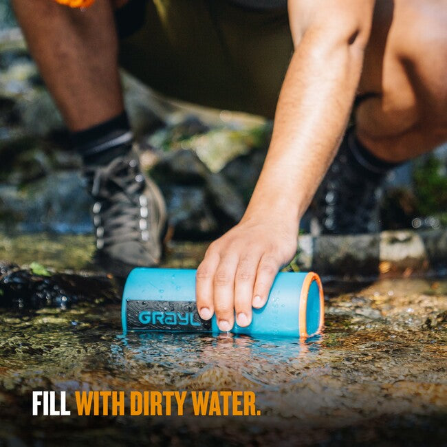 GRAYL GeoPress Purifier Water Filter Bottle, Bali Blue