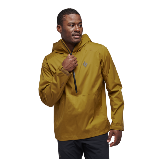 Black Diamond Stormline Stretch Anorak Women's Men's Rain Jacket, Dark Curry