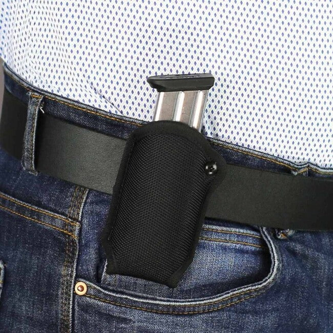 Falco F801 Nylon Magazine Pouch with Retention Screw for Glock 17, Black, Left Hand