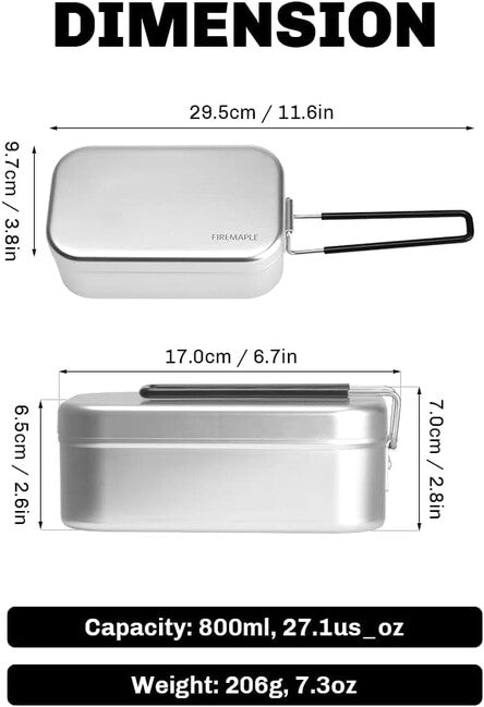 Fire Maple Aluminum Lunch Box with Lid Frost 800ml