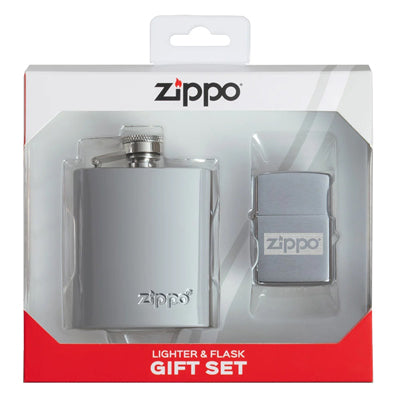 Zippo Lighter and Bottle, Chrome