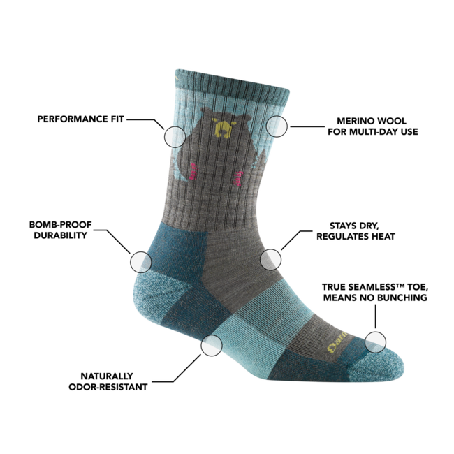 Darn Tough Bear Town Micro Crew Socks, Burgundy