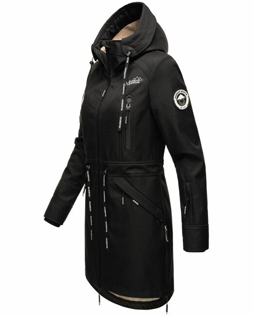 Marikoo Racquelle Women's Softshell Jacket with Hood, Black