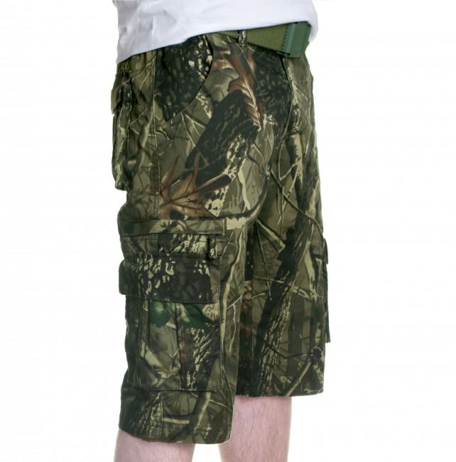 Loshan kraťasy Leafy vzor Real tree tmavé