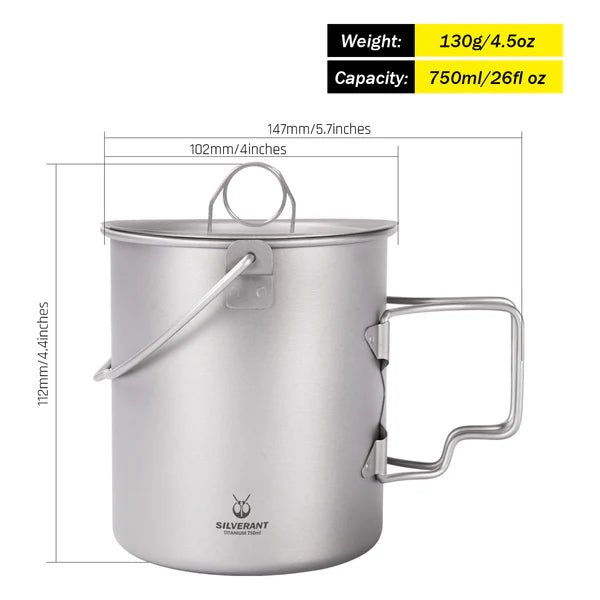 Silverant Titánový hrnček 750 ml s pokrievkou