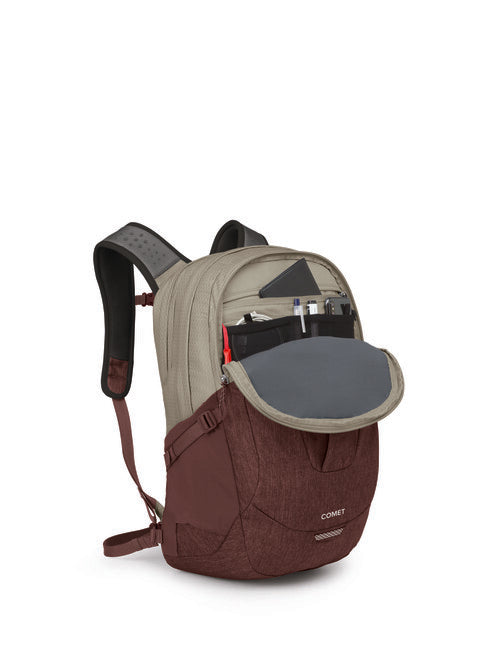 OSPREY Comet City Backpack, Sawdust Tan/Raisin Red