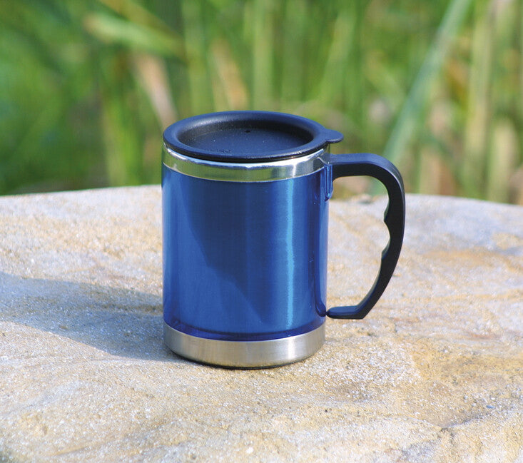 BasicNature Stainless Steel Thermal Mug, Blue, 0.42 L