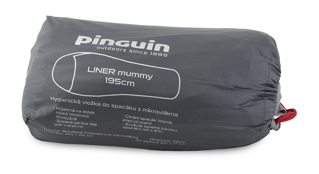 Pinguin Hygienical Sleeping Bag Liner Mummy, Grey, 195cm