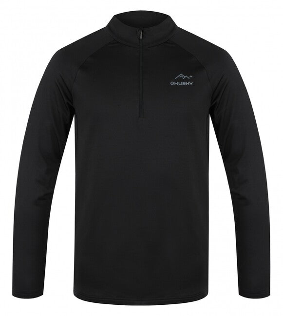 Husky Tromi Zip Men's Thermal Shirt with Zipper, Black
