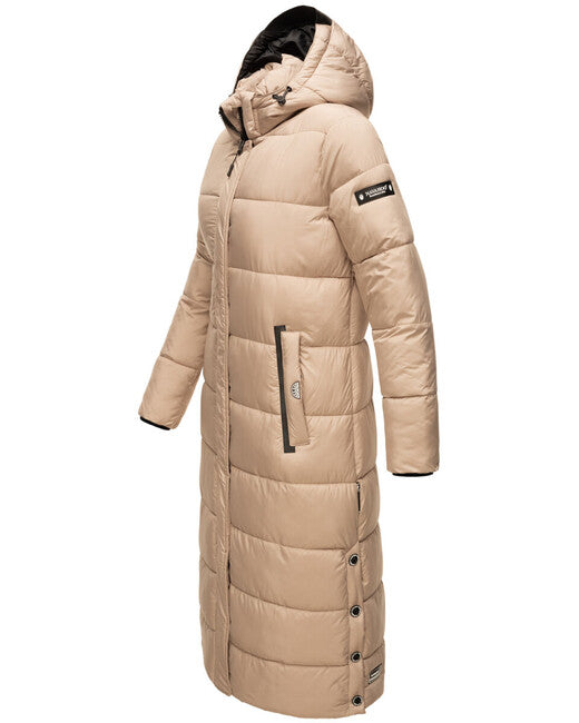 Navahoo Women's Long Winter Jacket with Hood Isalie, Taupe