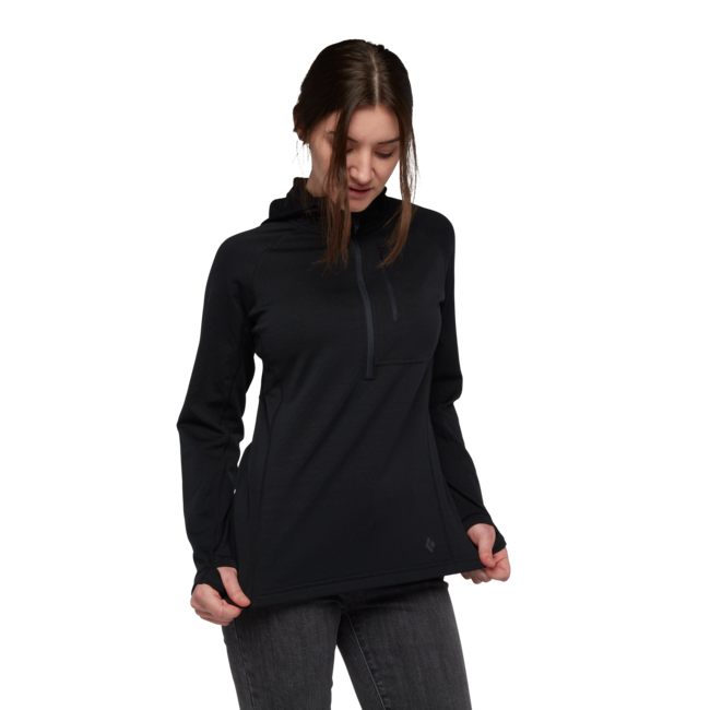 Black Diamond Coefficient Women's Fleece Hoodie, Black