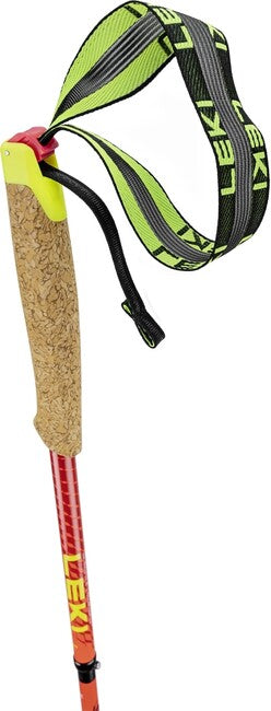 LEKI Alphatrail FX.One Superlite Trail Running Poles, Natural Carbon - Bright Red - Neon Pink