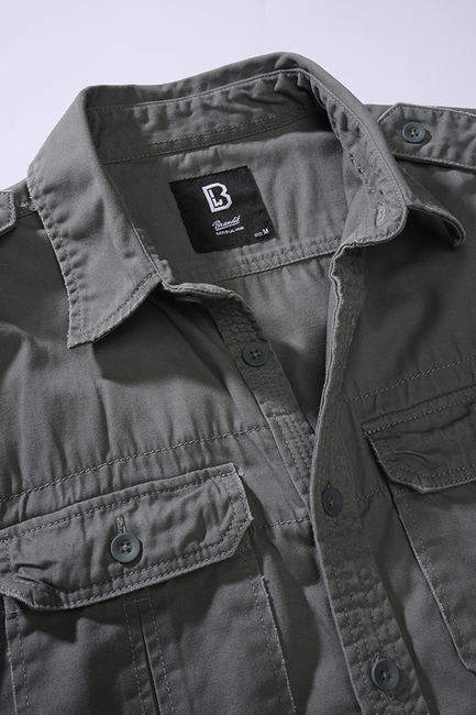 Brandit Vintage Long Sleeve Shirt, Charcoal Grey