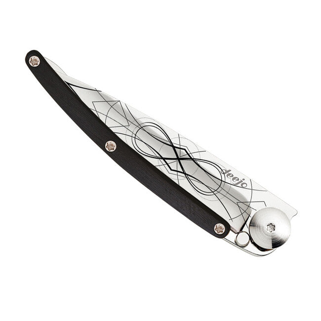 Deejo Tattoo Folding Knife Ebony Wood Infinite