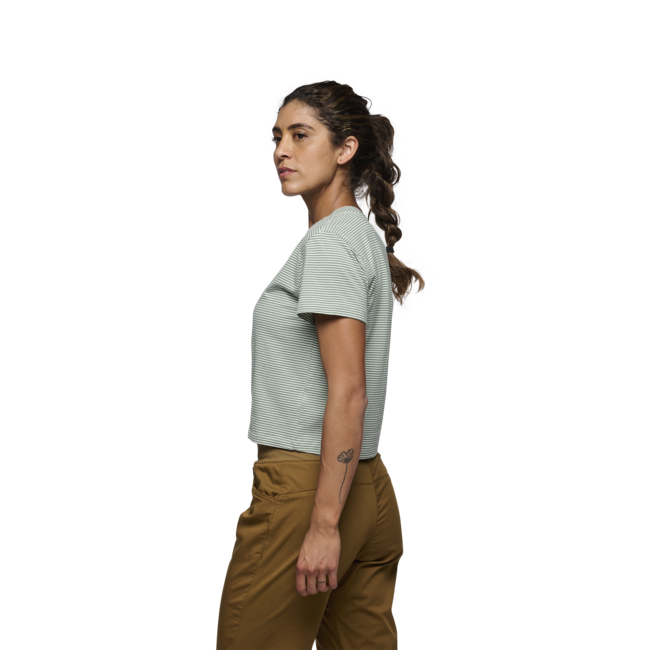 Black Diamond Women's T-Shirt BD Stripe, Foam Green-Laurel Green