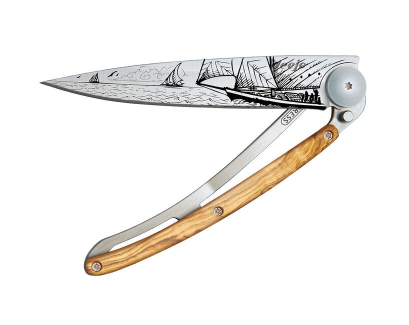 Deejo Tattoo Sailing Folding Knife, Wood