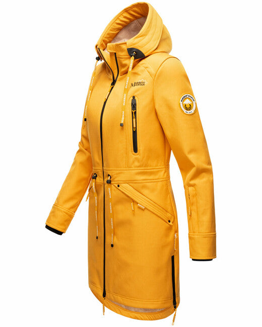 Marikoo Racquelle Women's Softshell Jacket with Hood, Amber Yellow