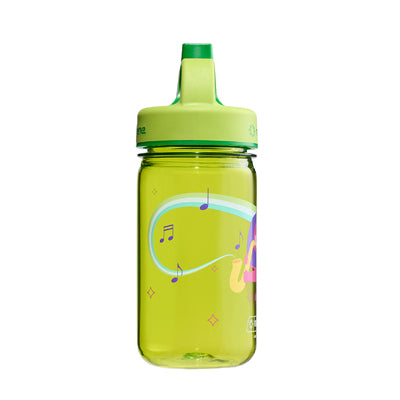 Nalgene Grip-n-Gulp Sustain Kids Water Bottle 0.35L with Cap, Green Musical Lion