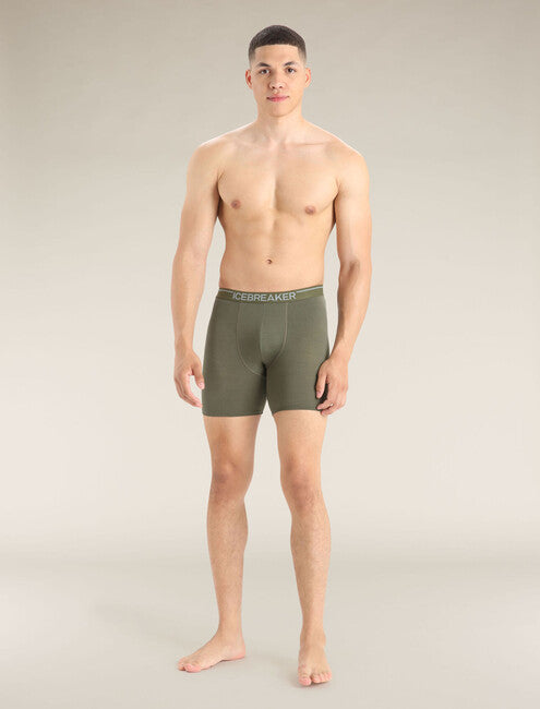 Icebreaker Anatomica Men's Long Boxer Briefs, Green