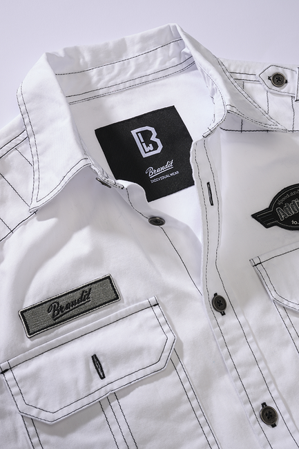 Brandit Luis Vintage Long Sleeve Shirt, White