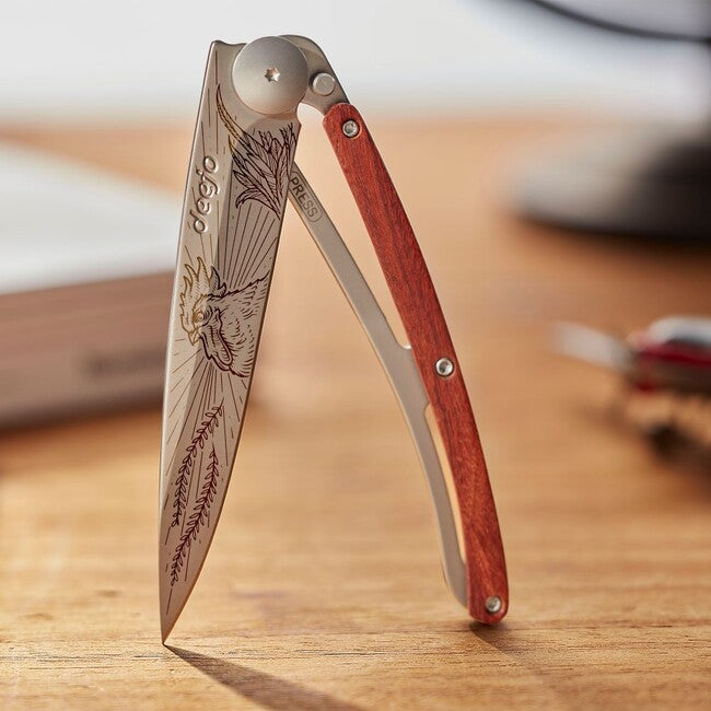 Deejo Tattoo Cock-a-doodle-doo Folding Knife