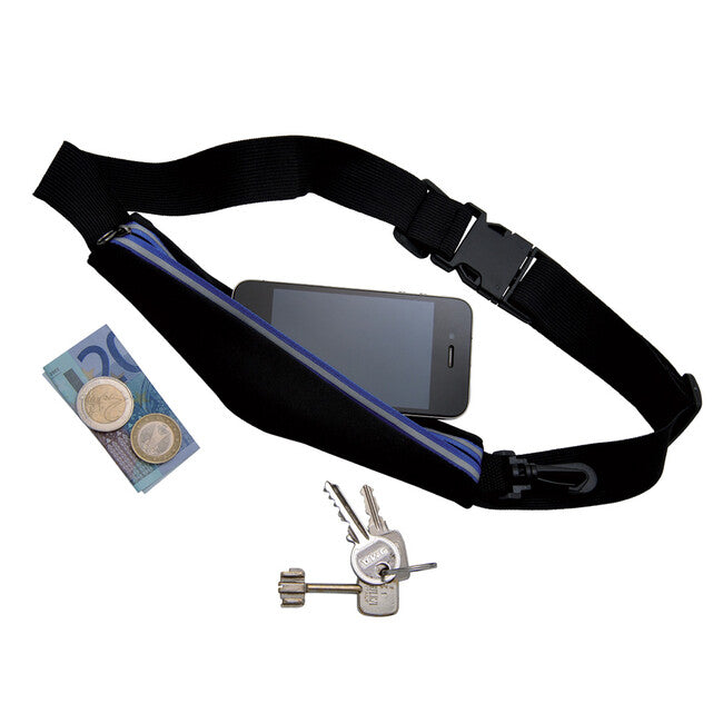 Baladeo TRA065 Performance Running Reflective Waistbag, Black-Navy Blue