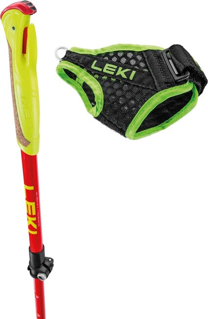 LEKI Ultratrail FX Junior Trail Running Poles, Natural Carbon-Bright Red-Neon Yellow, 95-110 cm
