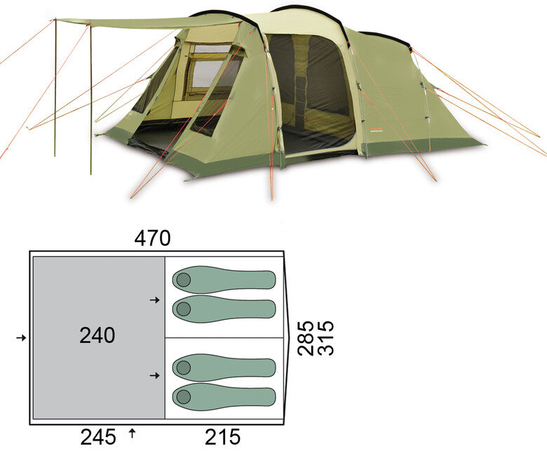 Pinguin Interval 4 Tent, Green, Steel