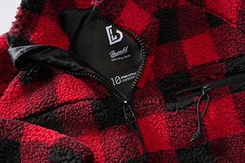 Brandit Teddyfleece Troyer Fleece Jacket, Red/Black