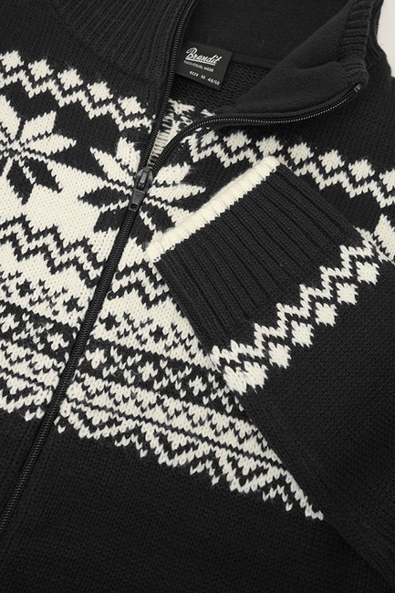 Brandit Norwegian Sweater with Zip Fastening, Black