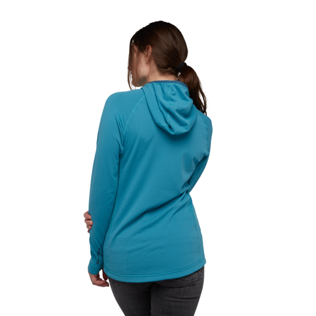Black Diamond Coefficient Women's Fleece Hoodie, Cerulean Blue
