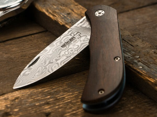 Böker Exskelibur II Pocket Knife, 7 cm, Damascus, Cocobolo Wood