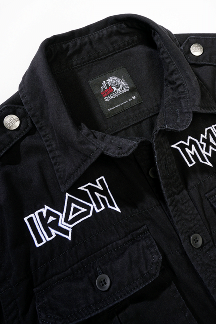Brandit Iron Maiden Vintage Eddy Long Sleeve Shirt, Black