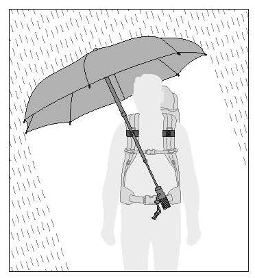 EuroSchirm Telescope Handsfree UV Trekking Umbrella with Backpack Mount, Black