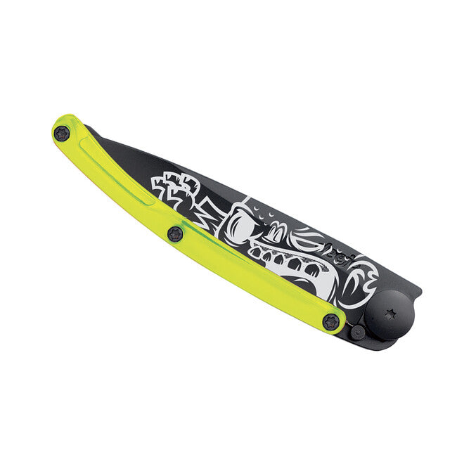 Deejo Street Collection Folding Knife Black Yellow Zombie